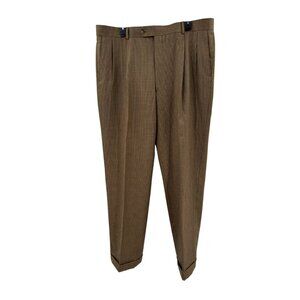 Haspel Mens Brown Pleated Front Wool Dress Pants Size 38